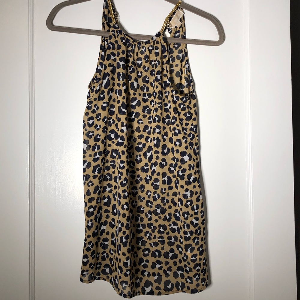 MICHAEL Michael KORS cheetah top with gold chain